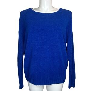 Charter Club Royal Blue Womens XL Crewneck Ribbed Sweater Soft Plush